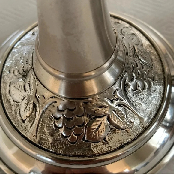 Pottery Barn Pewter Silver Candle Holders Pewter Glass Candle Cage Grape Vines - Picture 4 of 16